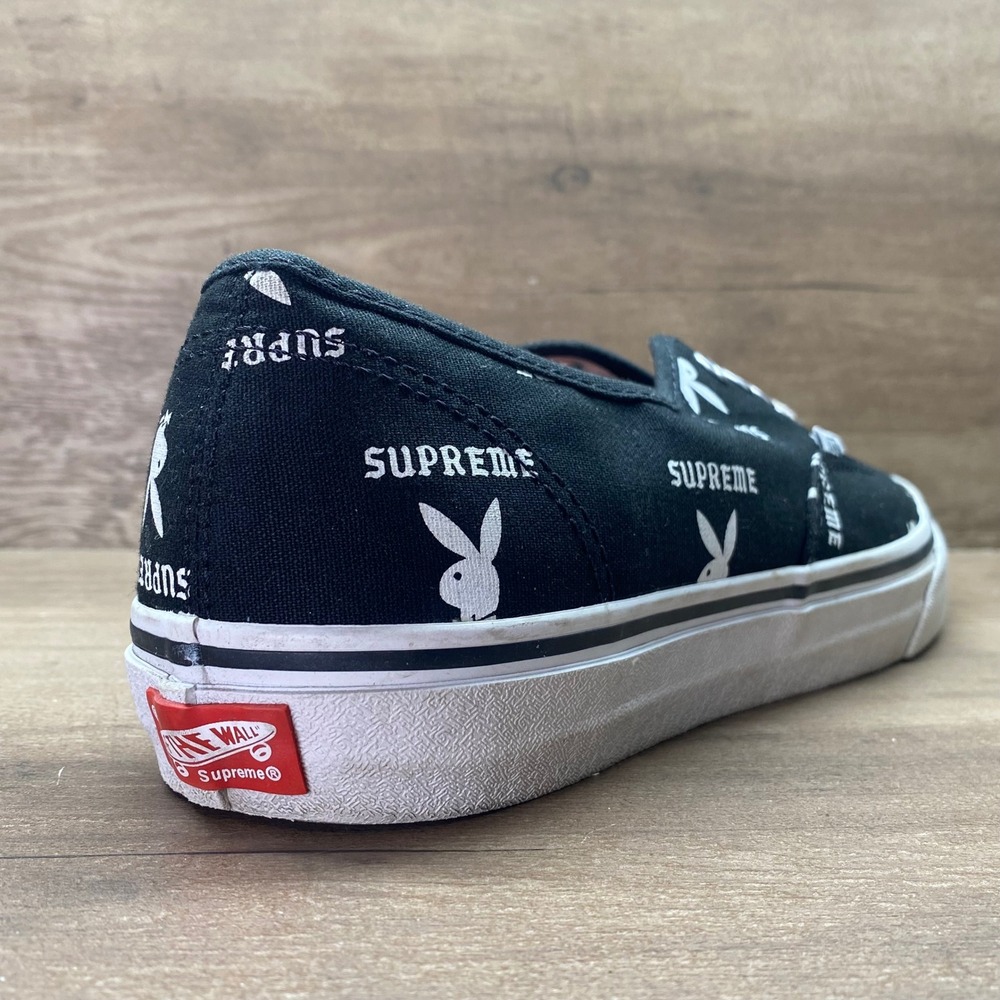 Rare Supreme Playboy Vans Authentic Pro Low Mens 9 Black FW 2013 Streetwear Mint - Picture 10 of 13